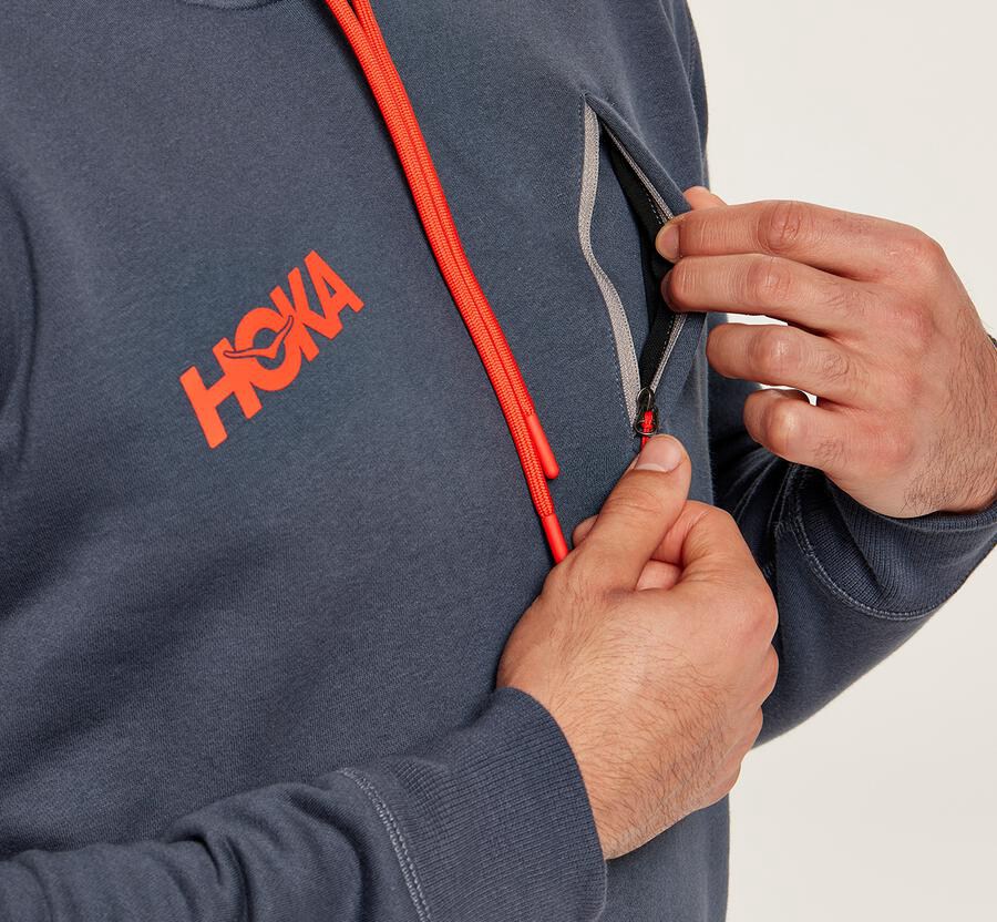 Hoka Australia One One Performance - Mens Hoodie Blue - XUQRA-1964